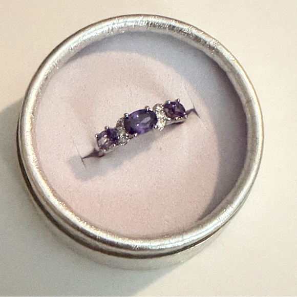 New Natural 2.32CT Amethyst Diamond 14K White Gold Hallmarked Ring - Picture 15 of 17
